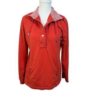 Banana Republic Red Coastal Henley Top M Cotton Modal Snap Collar